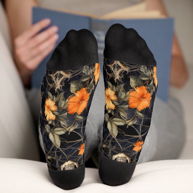 Skeleton Black Pattern Halloween Socks (Bottom)