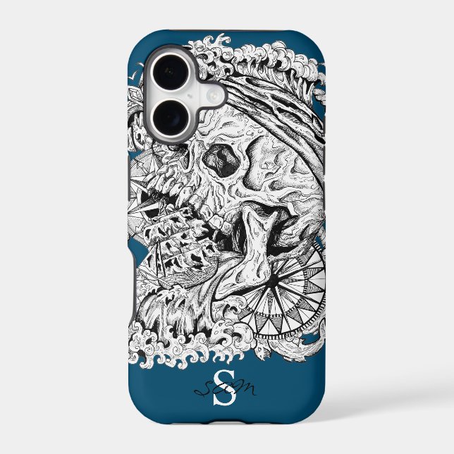 Skeleton blue anchor iphone case (Back)