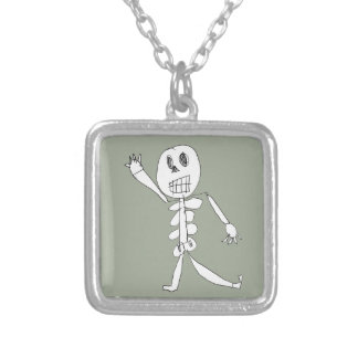 Skeleton Bob Silver Plated Necklace