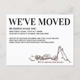 skeleton bones chiropractor moved business home announcement postcard