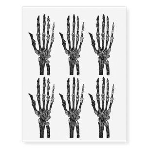 Skeleton Bones Hands Halloween Design Temporary Tattoos