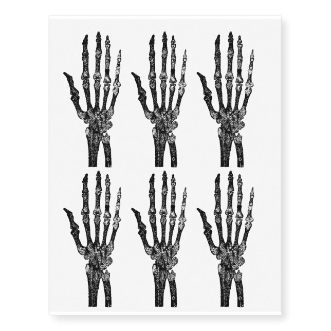 Skeleton Bones Hands Halloween Design Temporary Tattoos (Front)
