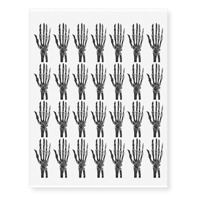 Skeleton Bones Hands Halloween Design Temporary Tattoos (Front)