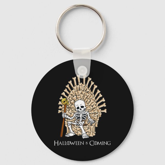 Skeleton Bones Throne Fun Halloween  Keychain (Front)