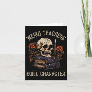 Skeleton Book Floral Skull Halloween Teacher Women Card