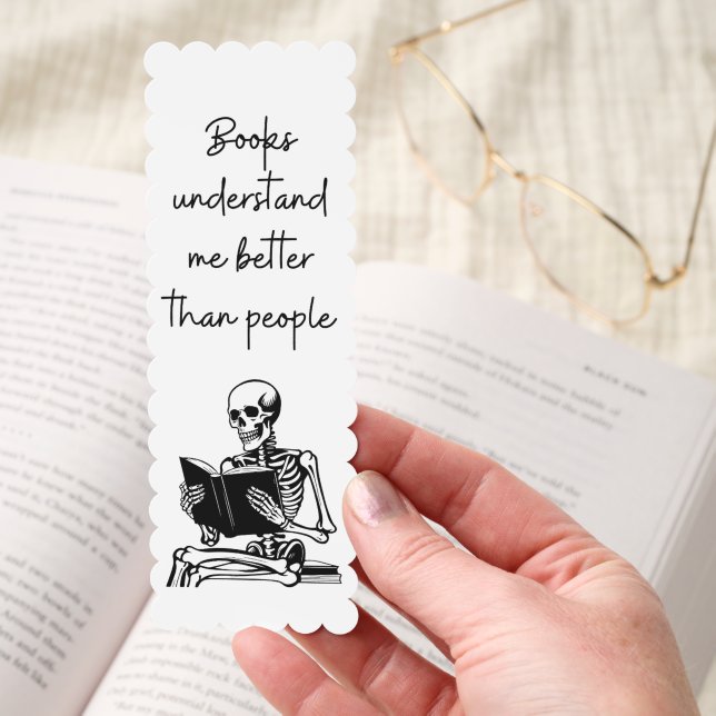 Skeleton "Books Understand Me" Custom Name Bookmarks (Hand)