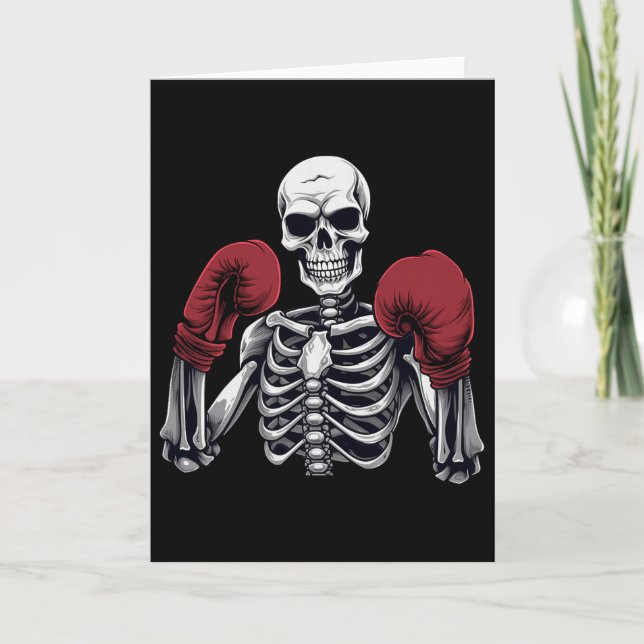 Skeleton Boxer Boxing Kickboxing Halloween Martial Card (Front)