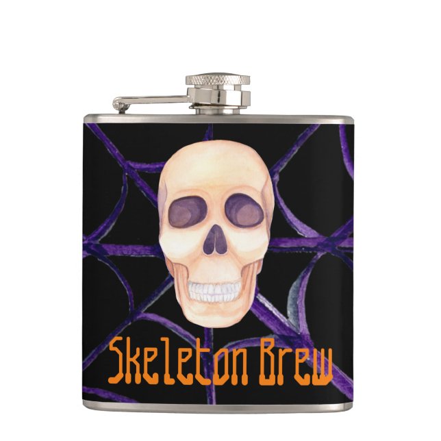 Skeleton Brew Vinyl Wrapped Flask (Front)
