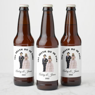 Skeleton Bride and Groom Beer Bottle Label