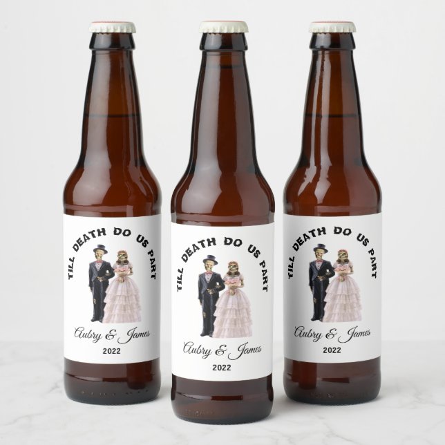 Skeleton Bride and Groom Beer Bottle Label (Bottles)