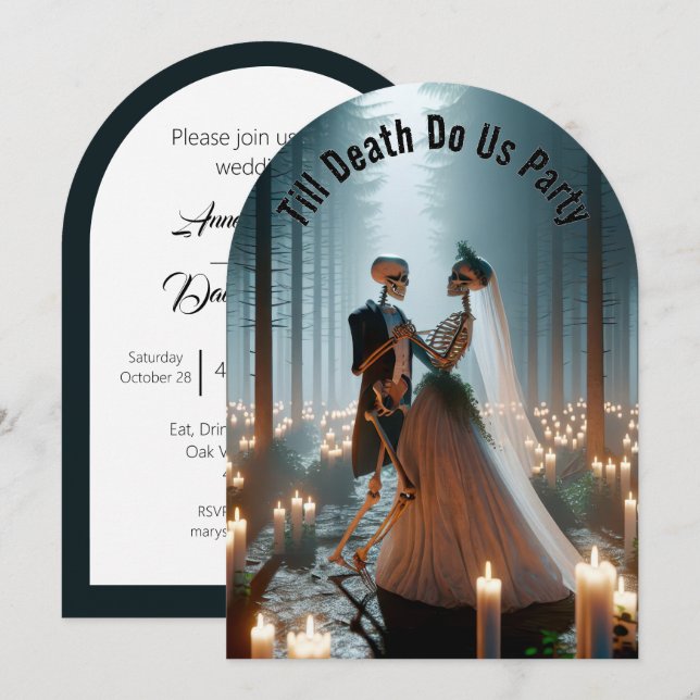 Skeleton Bride and Groom for Halloween Wedding  Invitation (Front/Back)