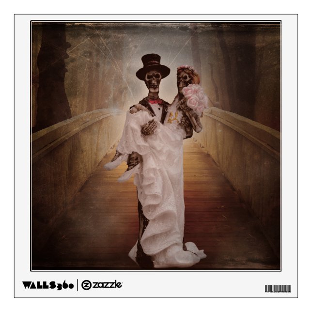 skeleton bride and groom wall decal (Front)