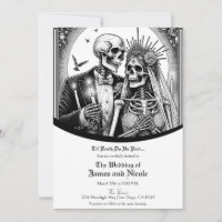 Skeleton Bride & Groom Black White Vintage Wedding
