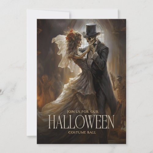 Skeleton Bride Groom Couple Adult Halloween Party Invitation