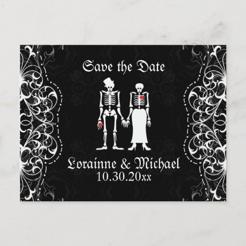 Skeleton Bride  Groom Save the Date Postcards
