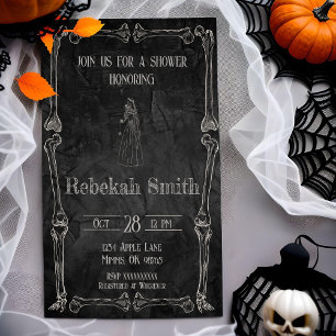 Skeleton Bride Halloween Bridal Shower Invite