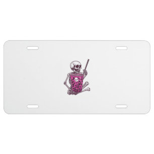 Skeleton Bubble Tea License Plate