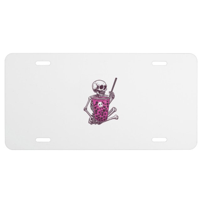  Skeleton Bubble Tea License Plate (Front)