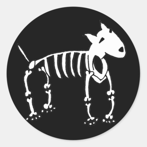 Skeleton Bull Terrier Dog Classic Round Sticker