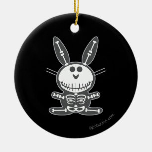 Skeleton Bunny Ceramic Ornament