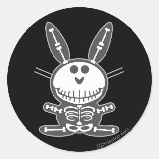 Skeleton Bunny Classic Round Sticker