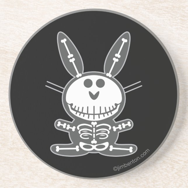 Skeleton Bunny Drink Coaster (Front)