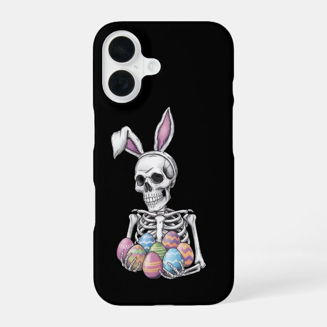 Skeleton Bunny Holding Easter Eggs Funny Rabbit Iphone Case (Back)