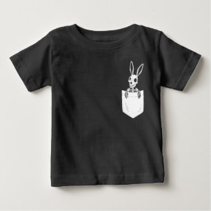 Skeleton Bunny in Pocket - Dark Humor Baby T-Shirt