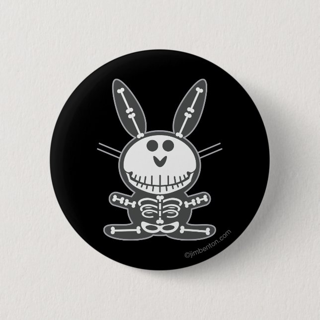 Skeleton Bunny Pinback Button (Front)
