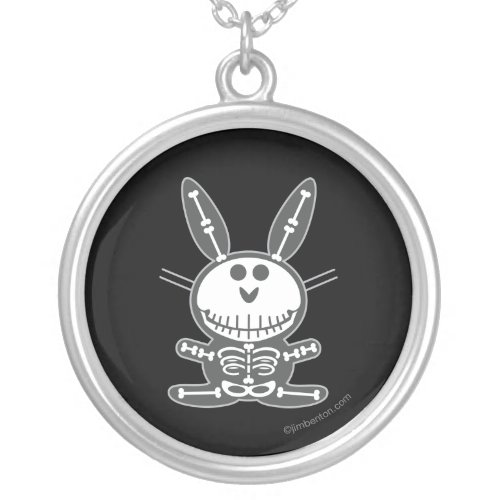 Skeleton Bunny Silver Plated Necklace