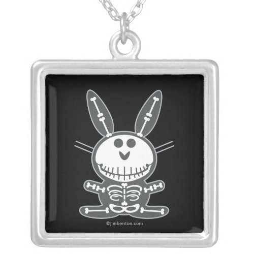 Skeleton Bunny Silver Plated Necklace