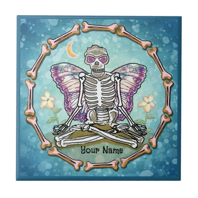 Skeleton Butterfly Ceramic Tile (Front)