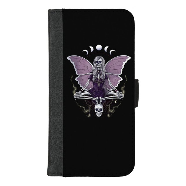 Skeleton Butterfly Goth iPhone Wallet Case (Front)