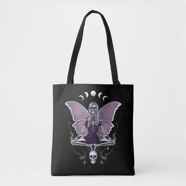 Skeleton Butterfly Goth Tote Bag (Front)