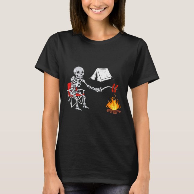 Skeleton Camping Shirt Campfire Hiking Halloween  (Front)