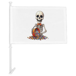 Skeleton Candy Bowl Halloween Car Flag