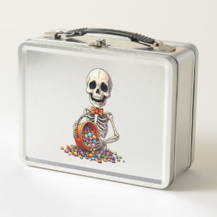 Skeleton Candy Bowl Halloween Metal Lunch Box