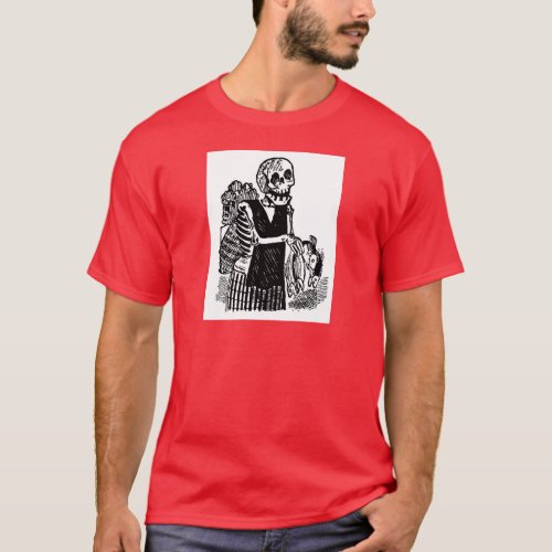 Skeleton carrying Fish circa early 1900s T_Shirt