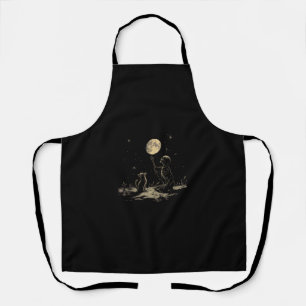 Skeleton Cat Full Moon Witchcraft Goth Dark Art Sk Apron