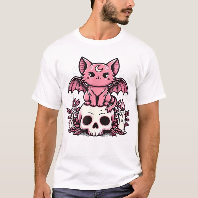 Skeleton Cat Halloween Essential T-Shirt (Front)