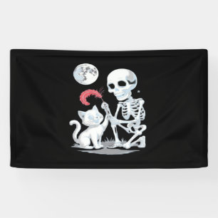 Skeleton Cat Halloween Funny Cute Spooky Essential Banner