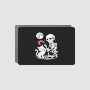 Skeleton Cat Halloween Funny Cute Spooky Essential Car Magnet