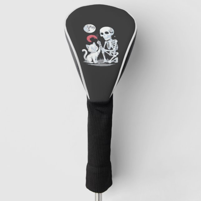 Skeleton Cat Halloween Funny Cute Spooky Essential Golf Head Cover (Front)