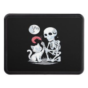 Skeleton Cat Halloween Funny Cute Spooky Essential Hitch Cover