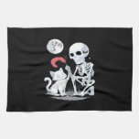Skeleton Cat Halloween Funny Cute Spooky Essential Kitchen Towel