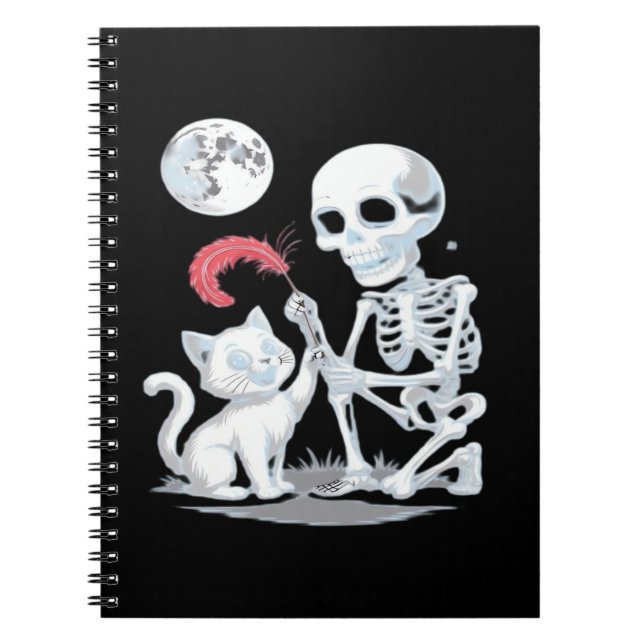 Skeleton Cat Halloween Funny Cute Spooky Essential Notebook (Front)