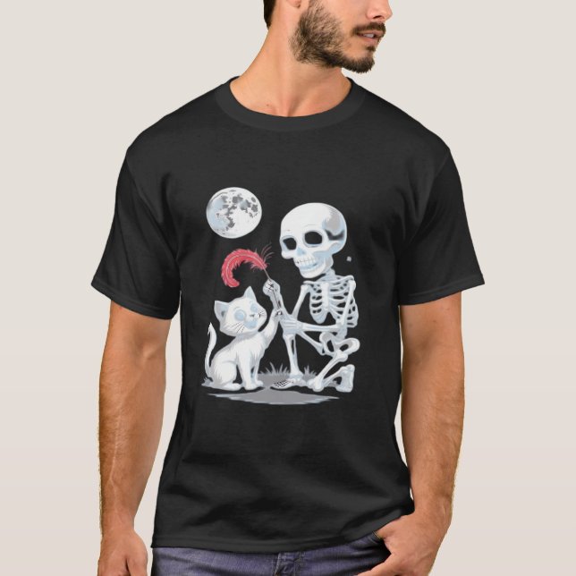 Skeleton Cat Halloween Funny Cute Spooky Essential T-Shirt (Front)
