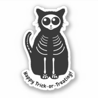 Skeleton Cat Halloween Sticker