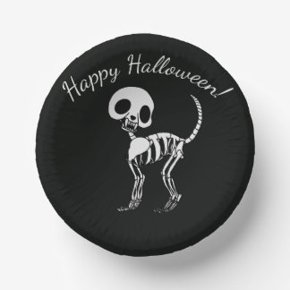 Skeleton Cat Happy Halloween Paper Bowls