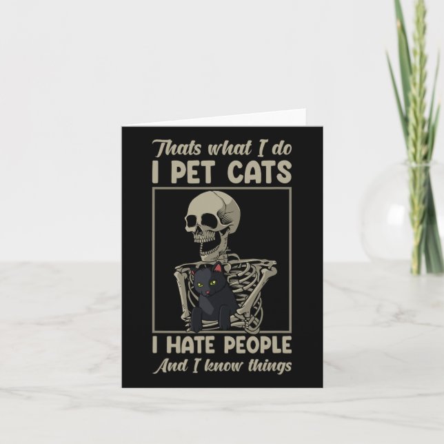 Skeleton Cat Kitten Lover Grumpy Skull Kitty Pet O Card (Front)